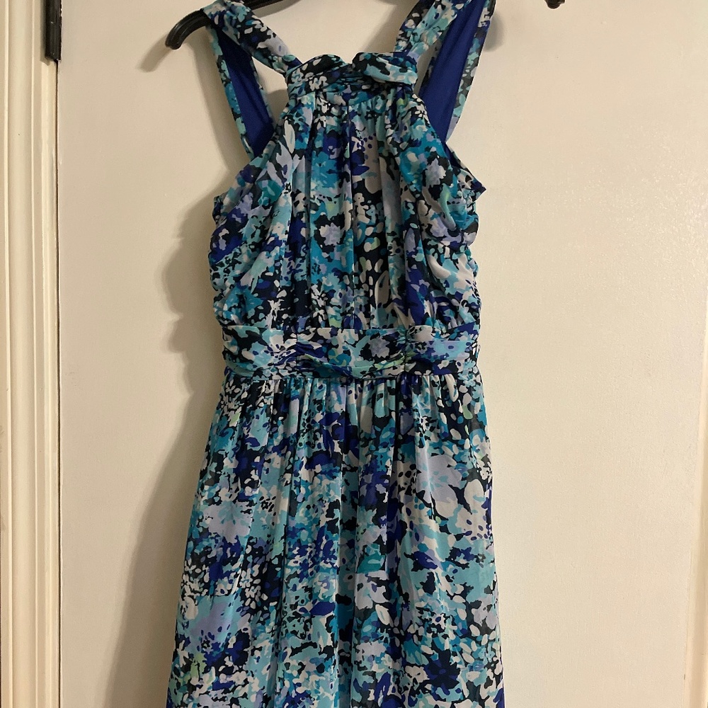 Wedding Guest Dress- blues and white